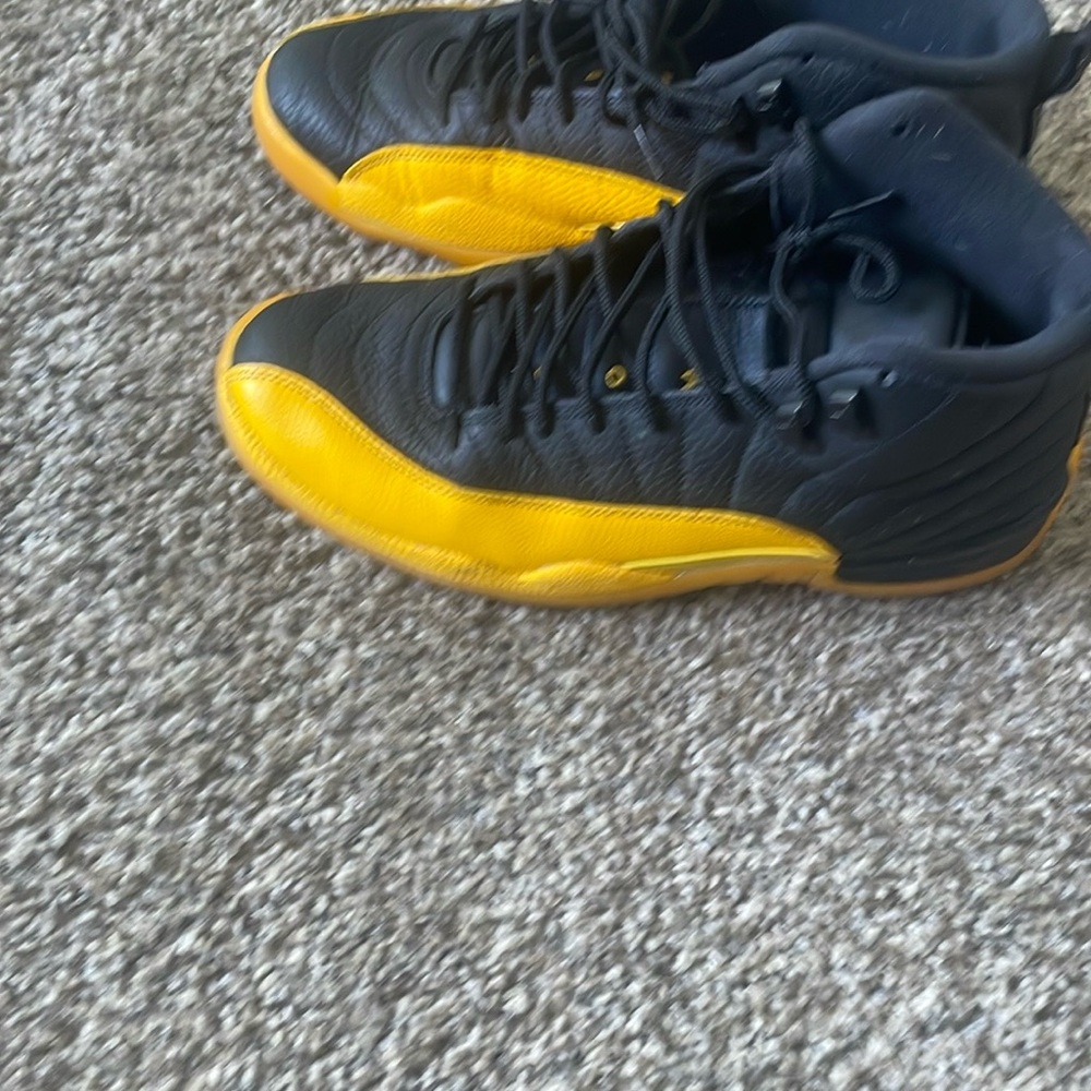 Jordan Black and Yellow Athletic Shoes